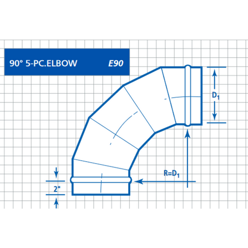 Single Wall, Round 90° 5-PC Pressed Elbow (E90T)